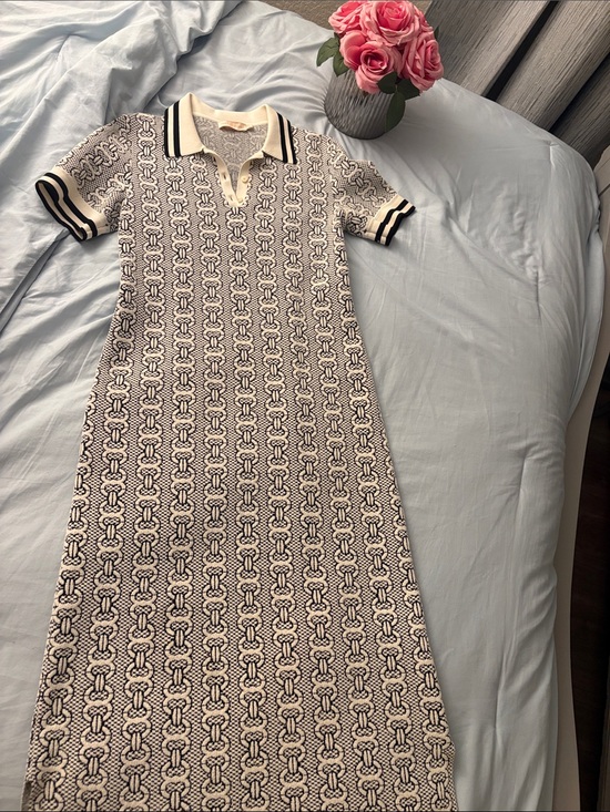 Tory Burch Dresses & Skirts - Tory Burch Cream and Black Knit Polo Maxi Dress